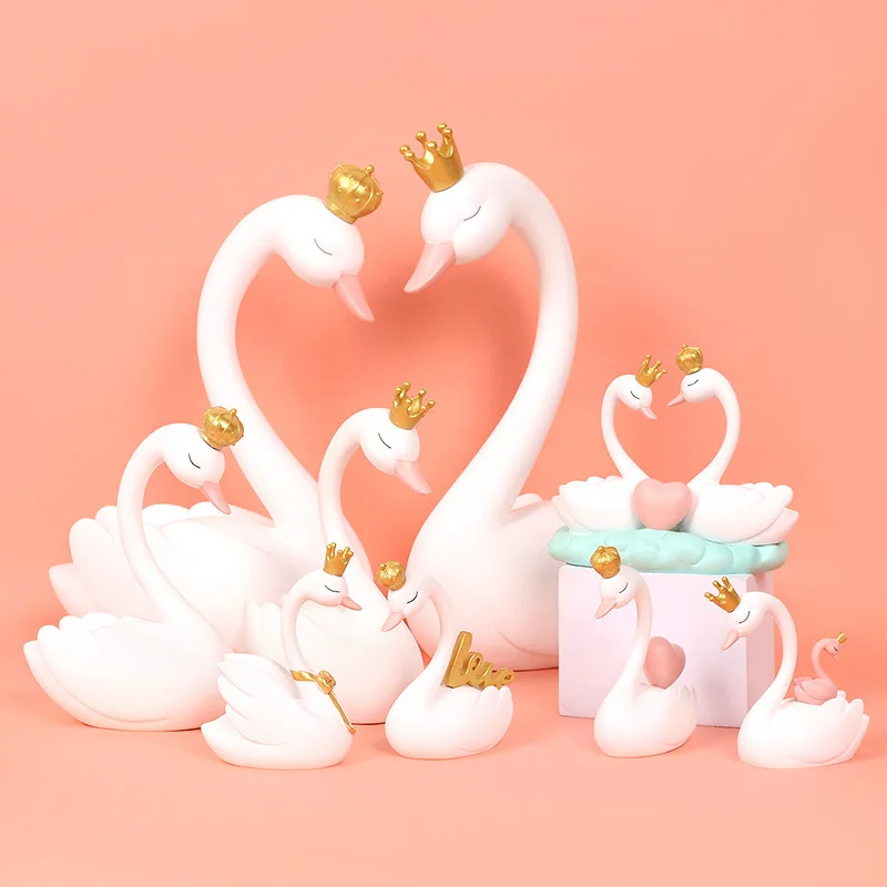 2023 New Instagram Cute Couple Swan Resin Decoration Car Decoration Center Console Decoration Creative Valentine's Day Gift