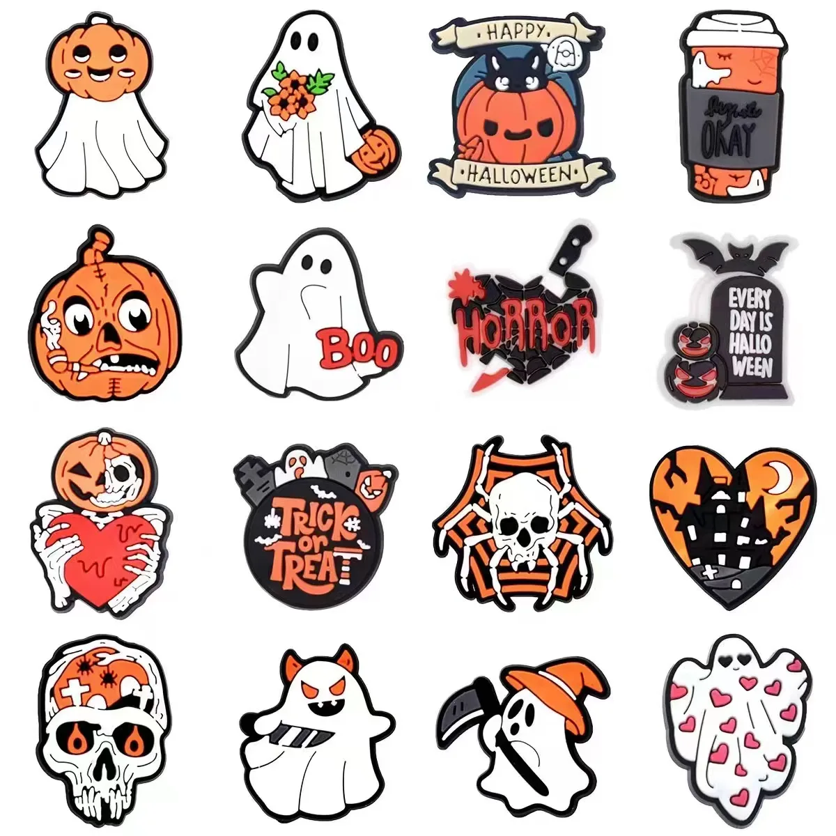

16pcs Halloween Shoe Charms Pumpkin Ghost For Sandals Clogs Girls Kid Decorations Gifts
