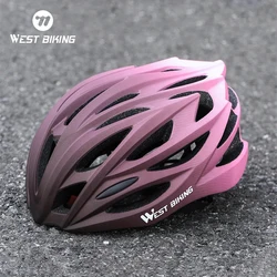 WEST BIKING-casco de ciclismo ultraligero para hombre y mujer, moldeado integrado, casco de carreras profesional, gorra de seguridad para bicicleta de carretera y montaña