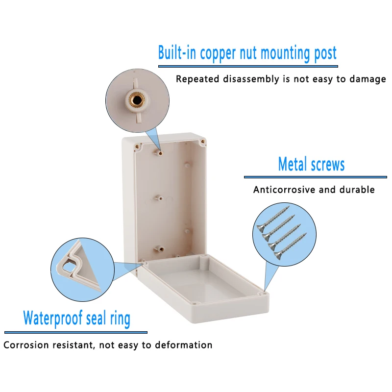 Custodia per scatola di giunzione impermeabile per esterni custodia in plastica antipioggia IP67 custodia sigillata per cavi a vite per elettronica ABS serie F