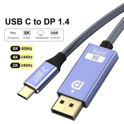 USB C से डिस्प्लेपोर्ट 1.4 केबल 8K@60Hz 4K@144Hz यूनिडायरेक्शनल DP कॉर्ड USB C से DP iPhone 17 MacBook Pro Air Galaxy के लिए 6 best sales यूएसबी सी से डिस्प्लेपोर्ट - №6