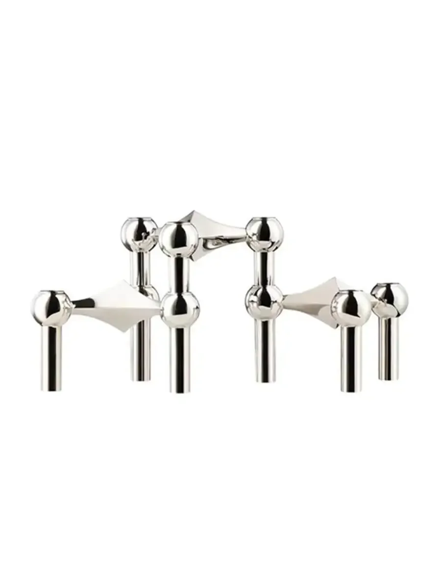 Metal Candle Holder Nordic Molecular Structure Silver Candlestick Centerpiece Living Room Decoration Gift Home Decore Candelabra
