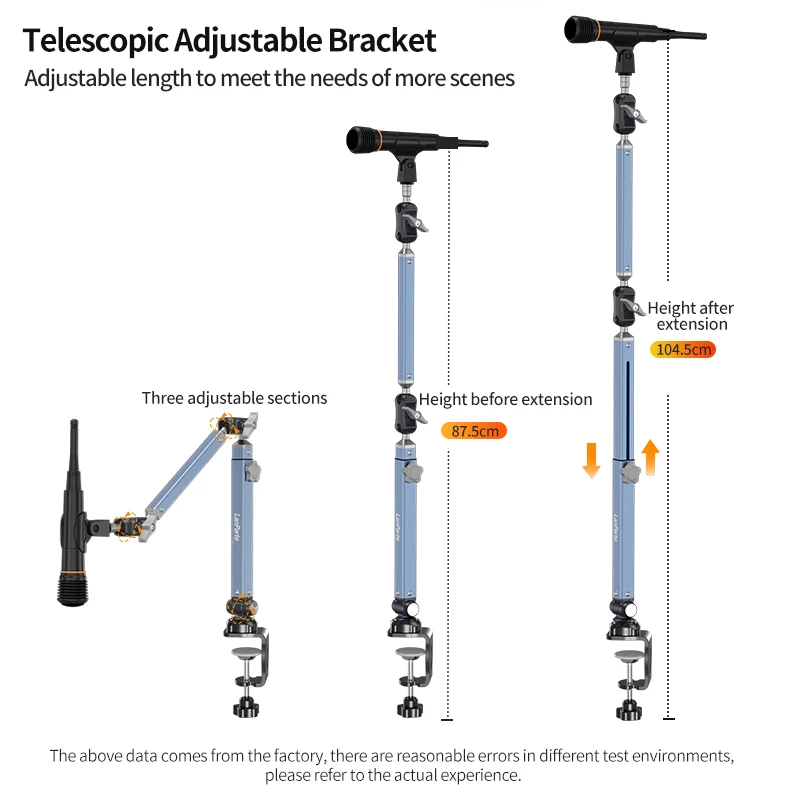 Lanparte Flexible Desktop Metal Mic Stand Adjustable Microphone Boom Arm Holder Stand Microphone Accessoires