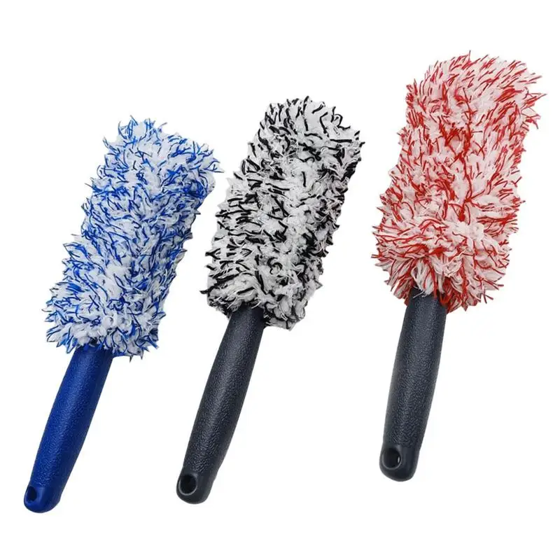Car Wash Super Brush Plush Premium Wheels Brush Non-Slip Handle Easy To Cleaning Rims Spokes Wheel Barrel Car Accessories