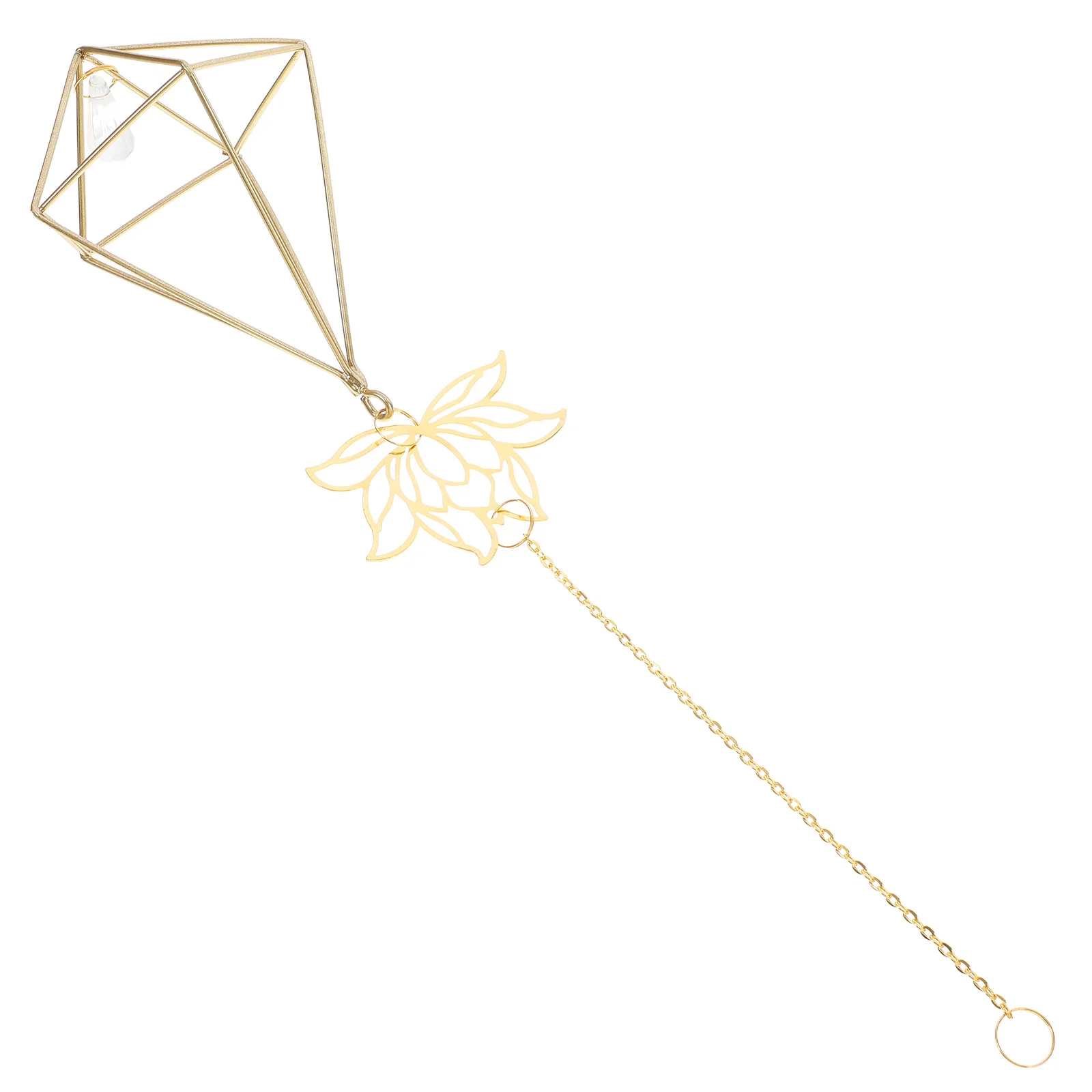 

Metal Frame Crystal Prism Lotus Flower Rainbow Maker Chandelier Window Sun Catcher Air Plants Holder Gold Geometric Hanging