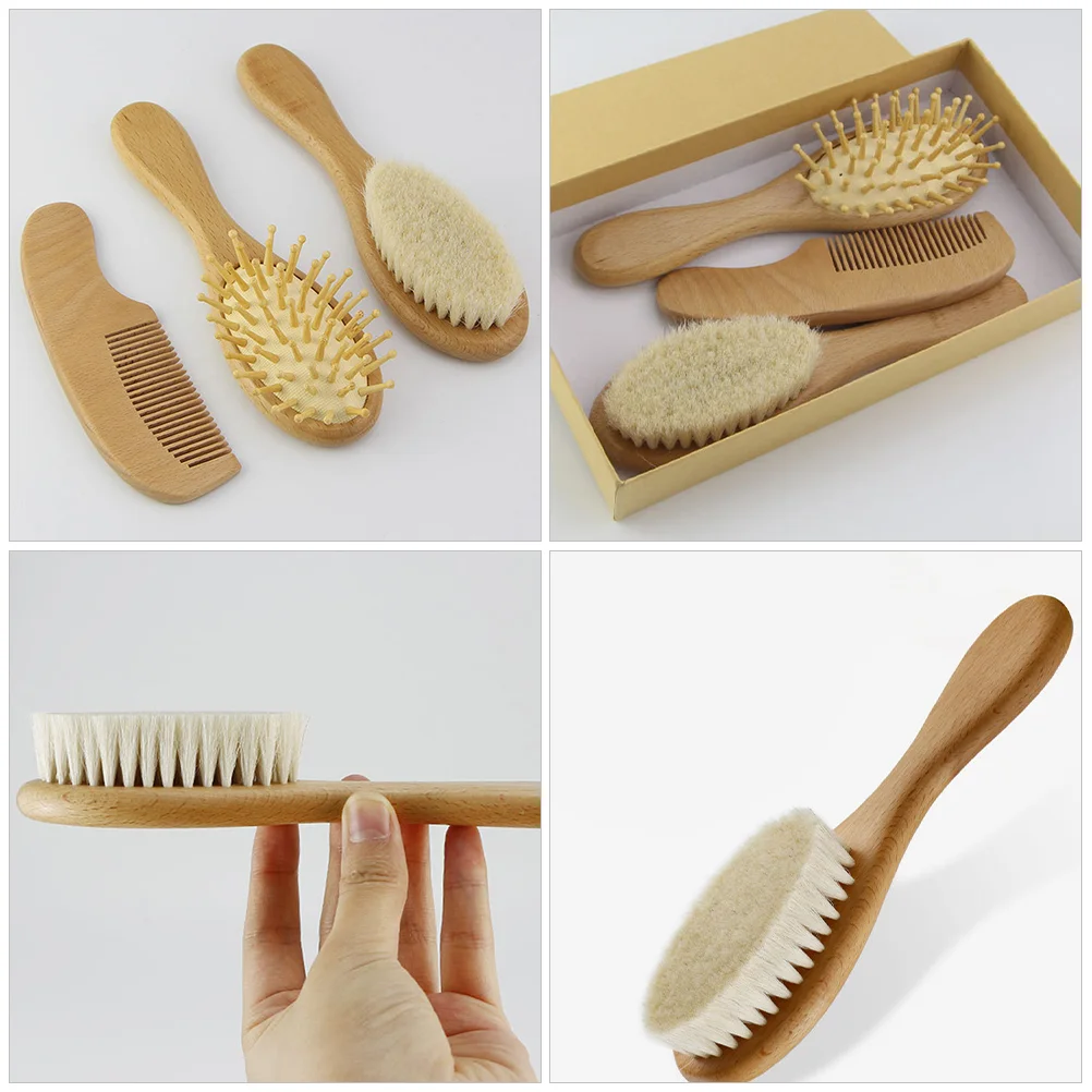 Peigne de Énergie en Bois, Brosse à Cheveux pour Bébé, Fournitures de Douche, Ensemble de Soins pour Nouveau-Né, Outil de Bain