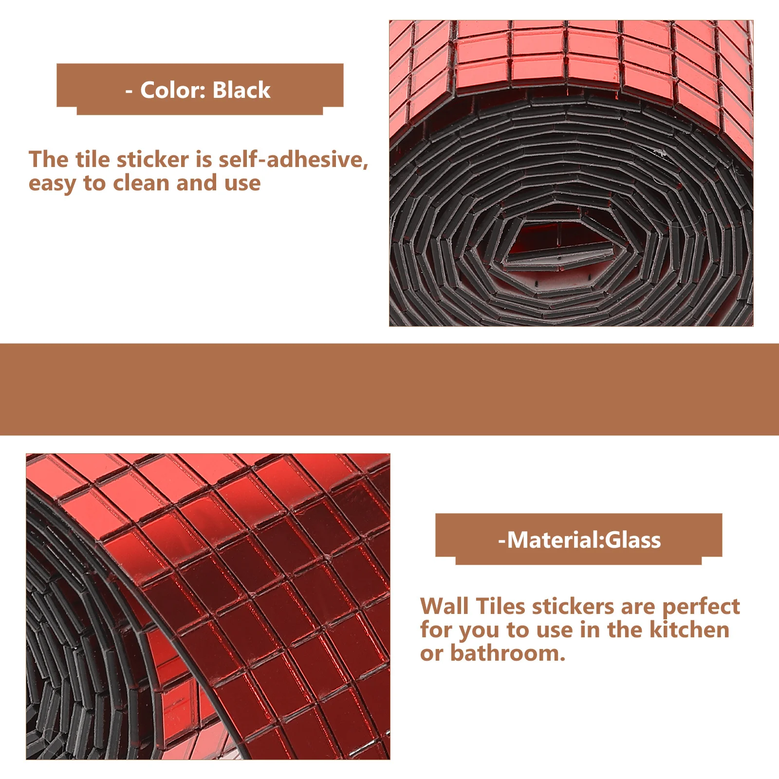 

6 Rolls Mosaic Wall Stickers Peel and Stick Tile Decals for Kitchen Bathroom Interior DIY Decoration Scratch Resistant Stickers