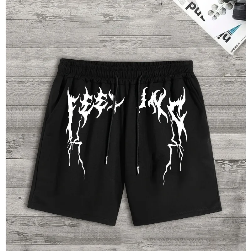 

Мужские повседневные пляжные шорты с узором в виде молнии, спортивные шорты в уличном стиле Y2K, унисекс, спортивные повседневные шорты