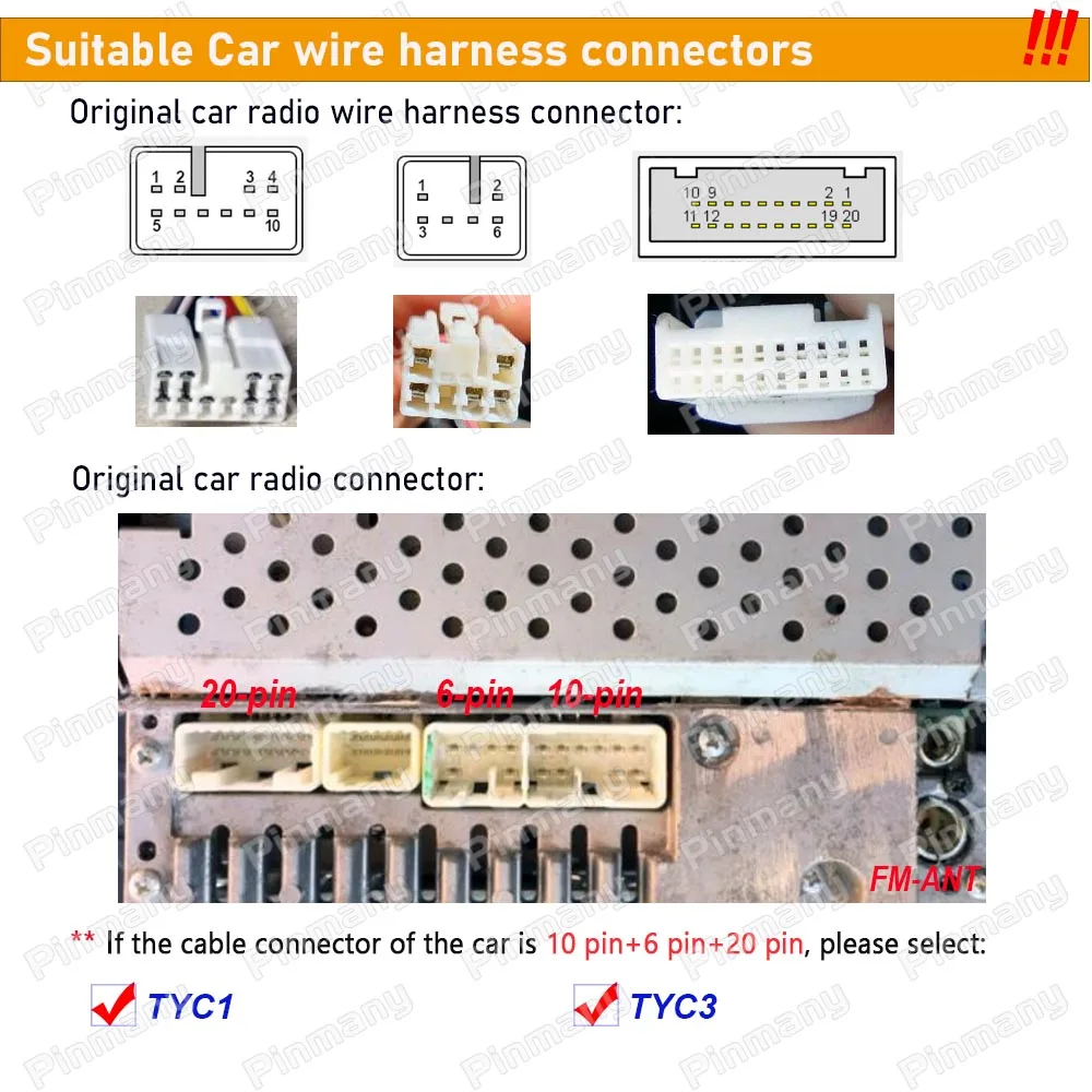 รถวิทยุสายลําโพงสายไฟขั้วต่อ TYC1 สําหรับ Toyota Corolla Fortuner RAV4 Vios Yaris Land Cruiser Axio sequoia