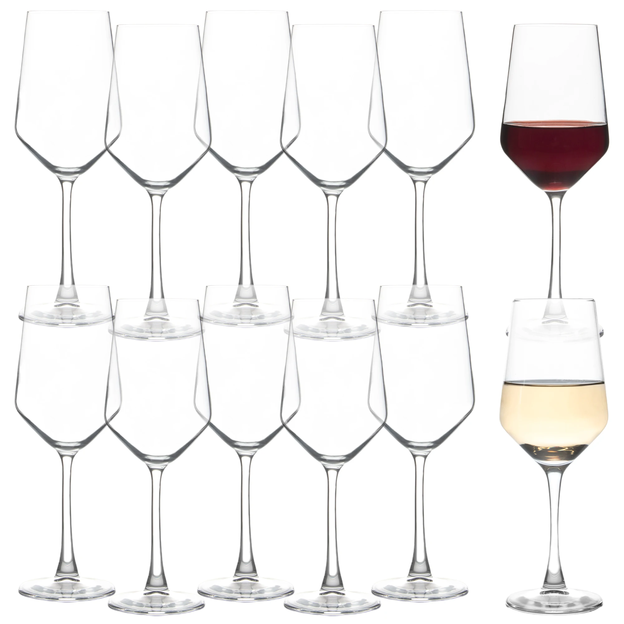 12pcs, 13Oz Red/White Wine Glasses Set, Durable Long Stemmed Crystal Clear Glasses, Lead-Free Goblet, Perfect for Home Wedding