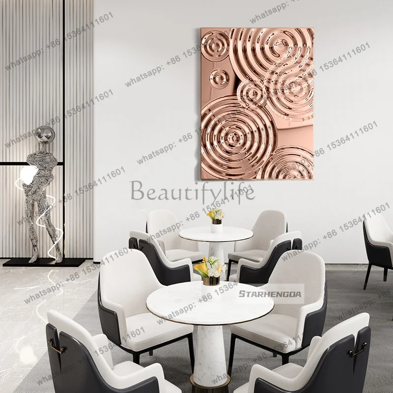 Rectangle Ripples metal stainless steel background wall pendant living room Hotel Bedroom villa wall decoration