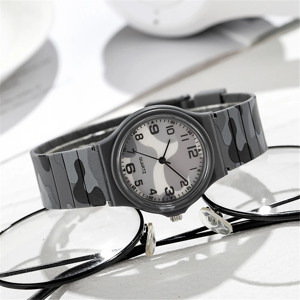 Eenvoudig Trendy Camouflageband Quartz Studentenhorloge
