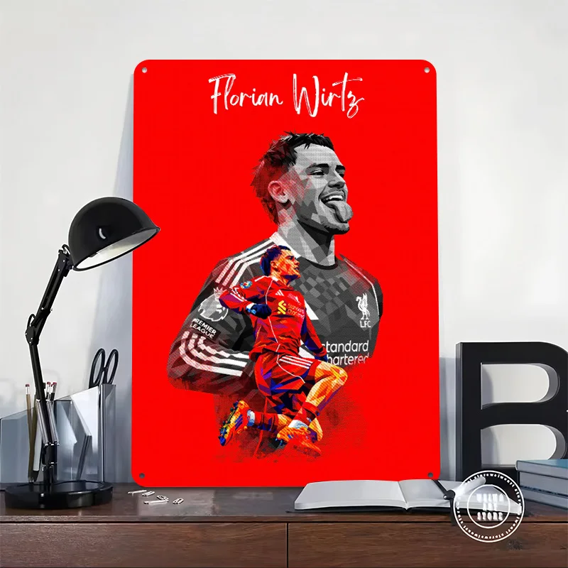 Florian Wirtz Soccer Player Metal Poster Customized Wall Art Retro Vintage Metal Tin Signs for Modern Home Decoration Luxury