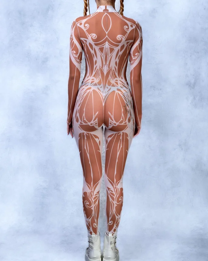 Halloween-Karneval-Party-Shows Cosplay-Bodysuit-Kostüm Dehnbarer Damen-Zentai-Outfit Farbig Diamantbedruckter Tech-Jumpsuit 2026 – Detail 27