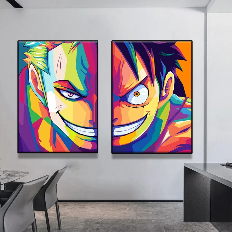 

Anime One Piece Canvas Painting Luffy Zorro Watercolor Character Poster Wall Art Mural Suitable for Home Bedroom Decoration Pict