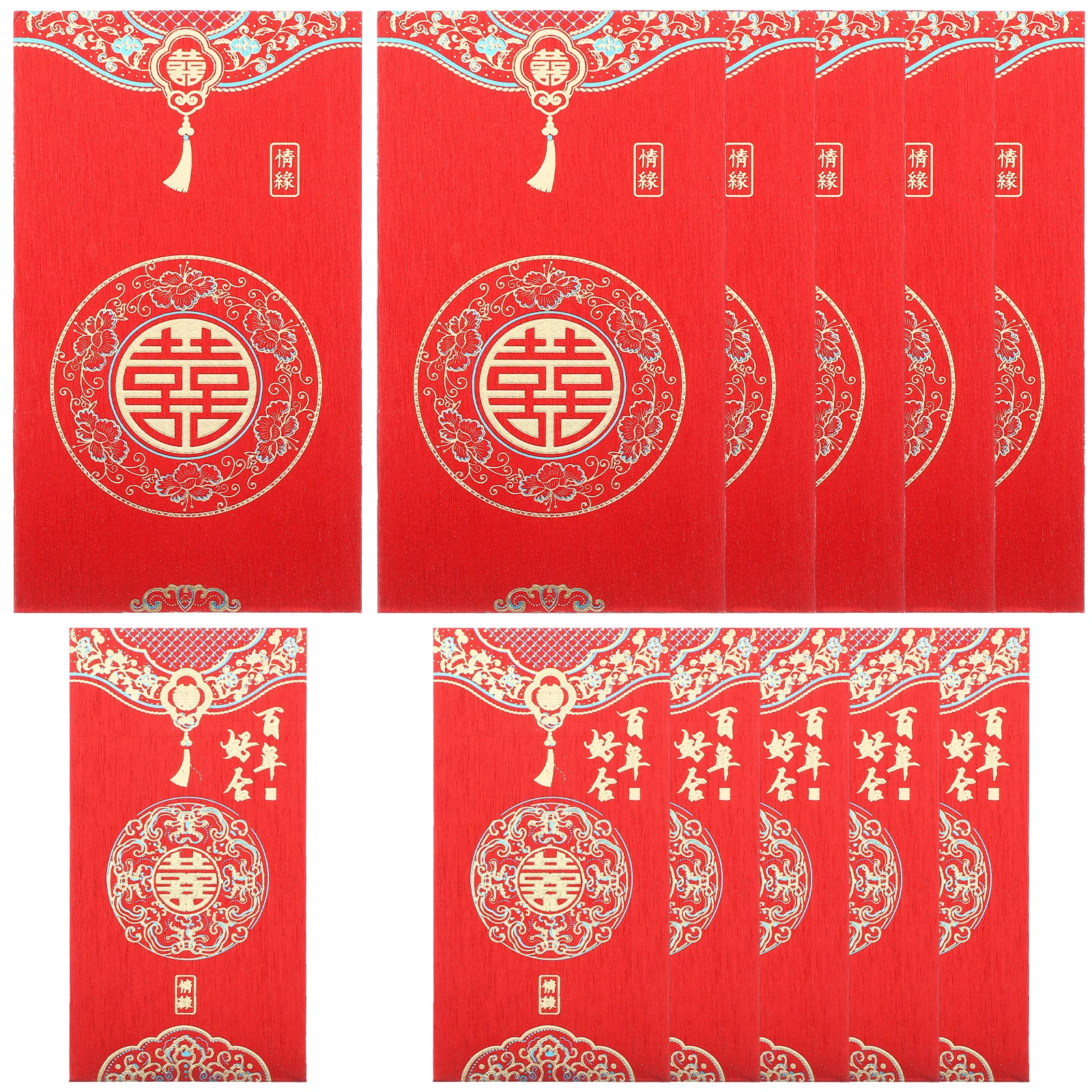 

12pcs Red Envelopes Hot Stamping Wedding Decor Lucky Money Bags New Year Chinese Festival Per Pack Paper Reusable
