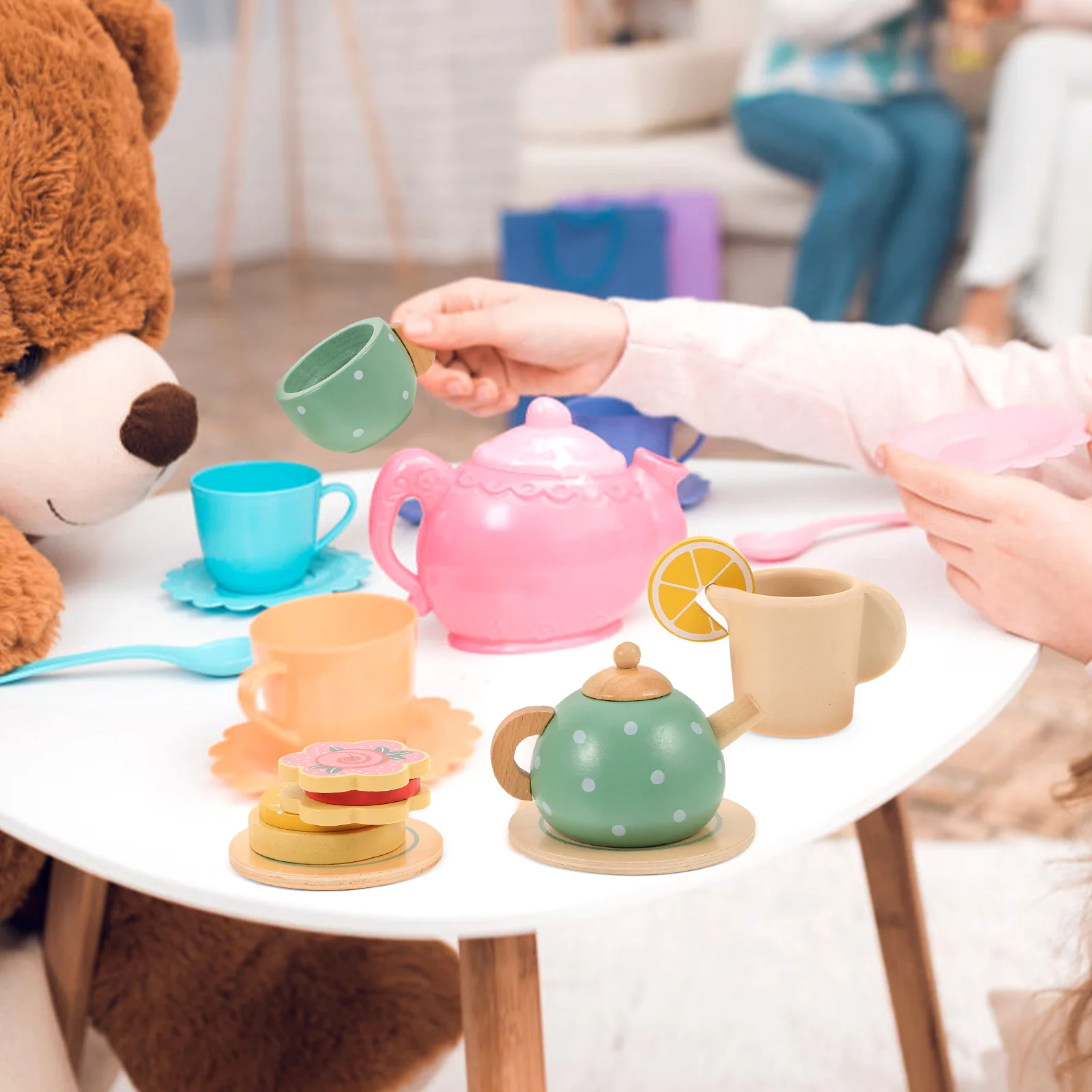 

1 set 1 set Miniature Tableware Tiny Teaware Kids Toy Set Girls Toddler Role Play Tea Party Decorations Sweet Cake ModelPcs