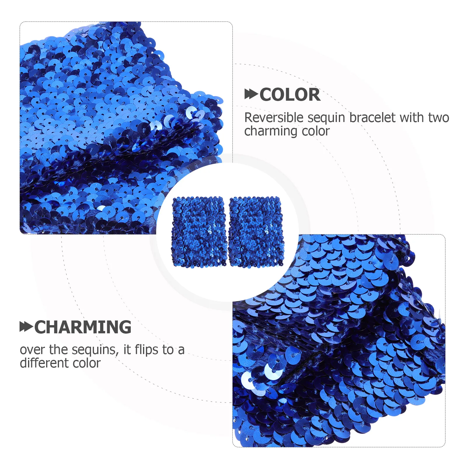 

Exquisite Reversible Sequin Bracelet Fashionable Charm Slap Wristband Jolly Glitter Party Supplies Girls Accessory