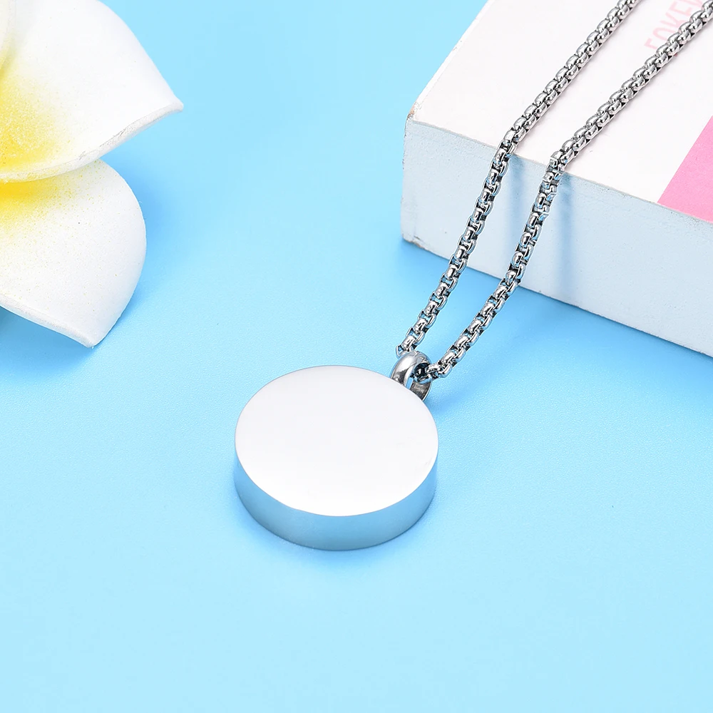 Cremation Urn Necklace Round With Pet Paw Locket Pendant For Dog/Cat Ashes Memorial Necklace Keepsake Jewelry Customize