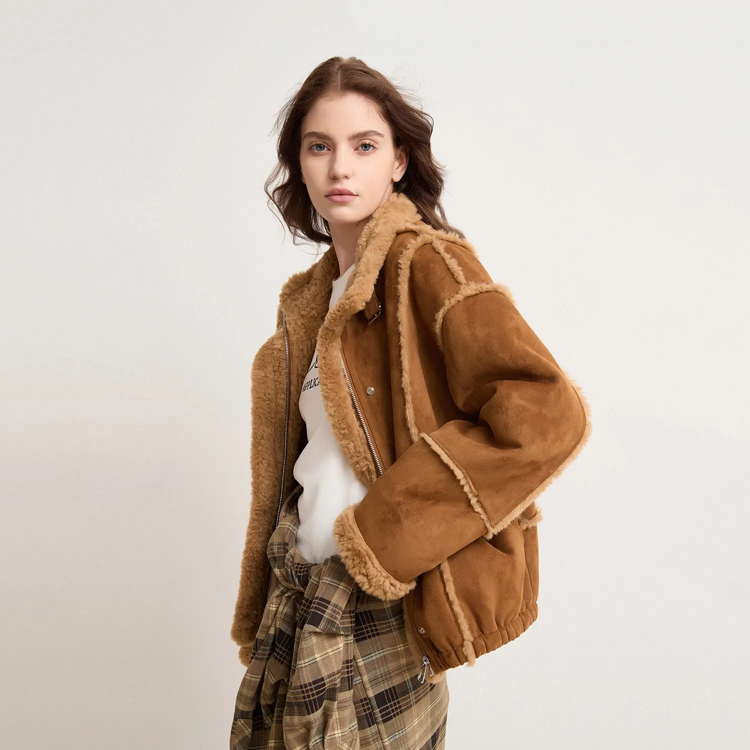 Thick Stand Collar Coat Regular Fit Korean Style with Pocket Regular Length Japanese and Korean Casual Autumn Single Women Coat