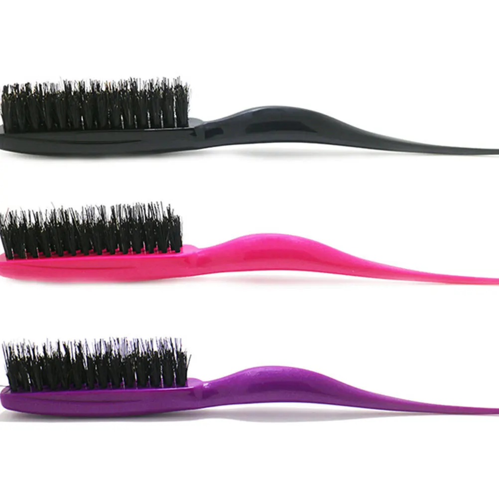 

3pcs Pig Bristle Curly Hair Comb Three Rows Detangling Scalp Massage Comfort Grip Mini Hairbrush For Women Men Hair Accessories