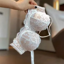 Women's Bra Briefs Set Sexy Lace Brassiere Fashion Push Up Bra Girl Soft Steel Ring Small  Underwear Female Sexy Lingerie Suit