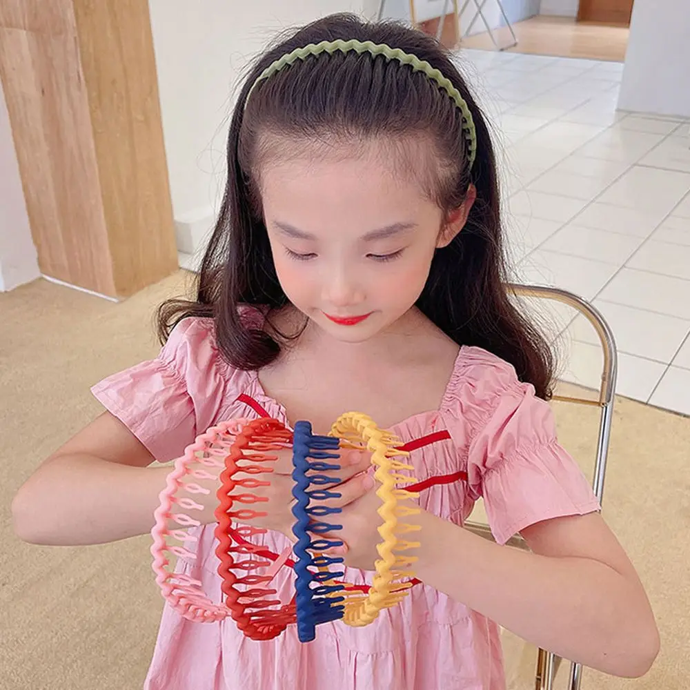 Retro Vintage with Tooth Soild Color Plastic Wash Face Children's Hair Hoop Headdress Girls Headband Korean Style Hair Hoop