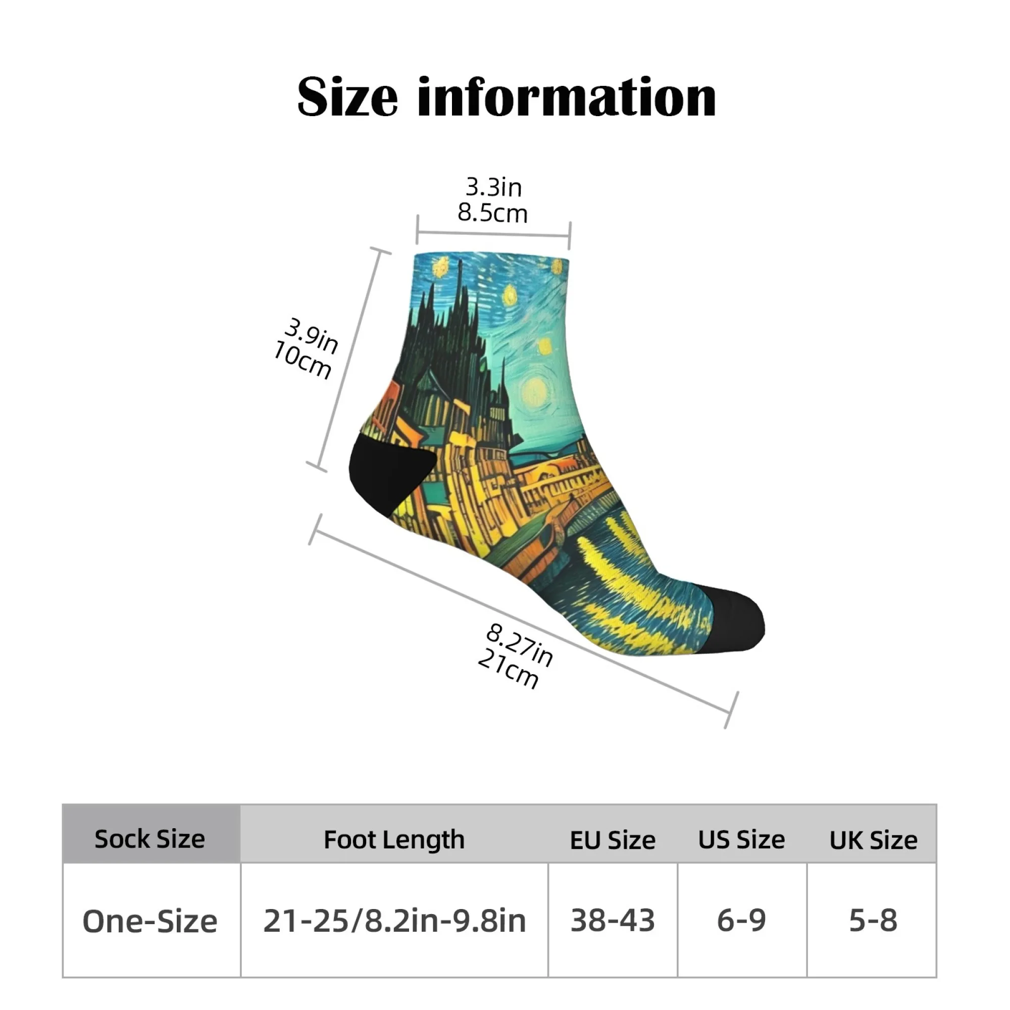 Wearable Van Gogh Style Socks，“Starry Night” & Riverside Cityscape Design ，Art - Inspired Fashion，Gallery Visits & Daily Life