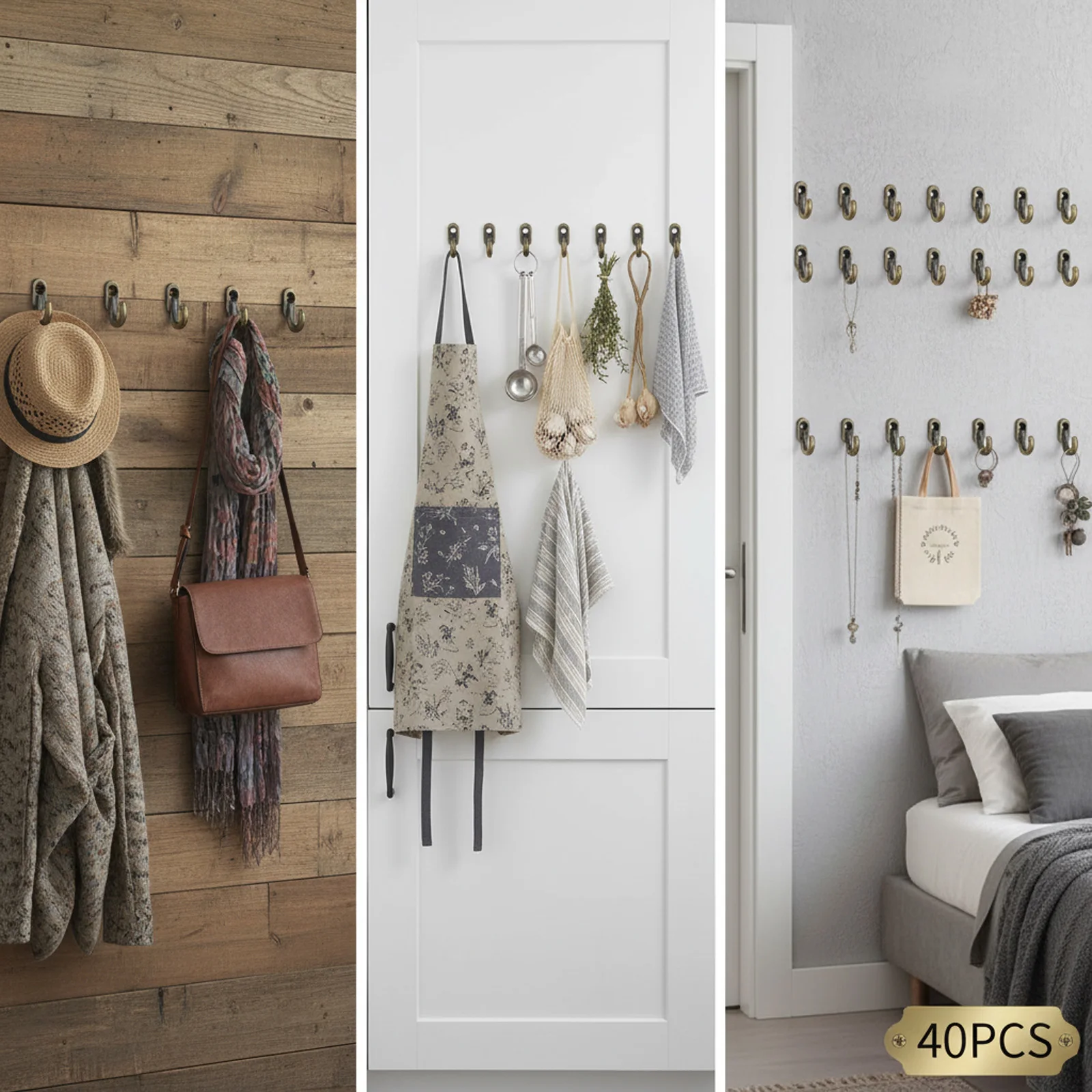 Closet Storage Wall Hook Heavy Duty Metal Coat Hanger Gold Plated Hanging Pegs for Kitchen Bathroom Home Organization Durable view 6
