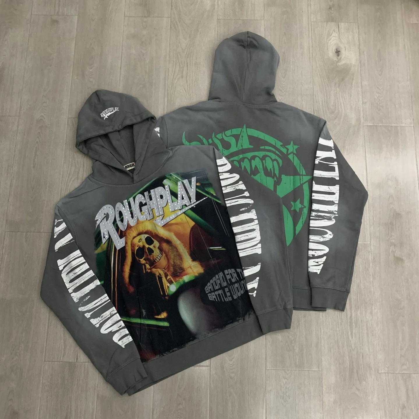 Streetwear Hoodie Rouglay Pure Cotton Waed Vintage Glitter Street Trend Zipper Closure Long Sve Sweatirt for Youth