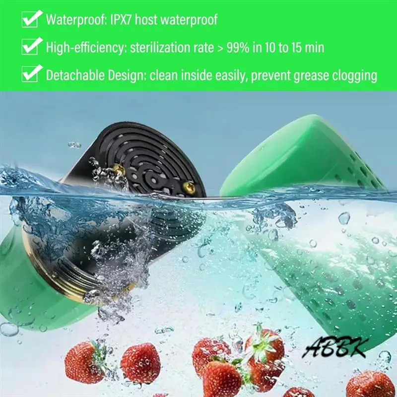 

ABBK-очиститель фруктов и овощей, перезаряжаемая чистящая машина для овощей и фруктов, портативный мини-очиститель пищевых продуктов, зеленый