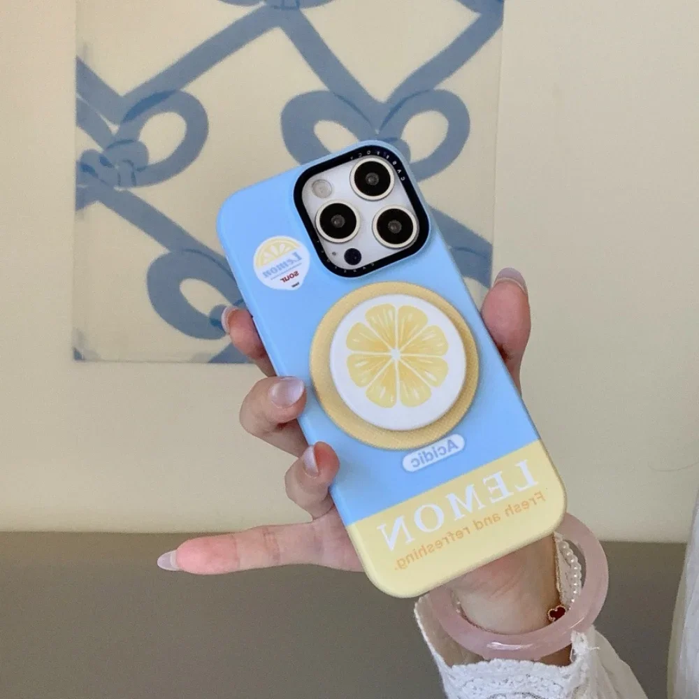 Корейский милый мультяшный магнитный держатель с фруктами, ручка Tok Griptok, подставка для телефона, поддержка IPhone 17, для Pad Magsafe Smart Tok