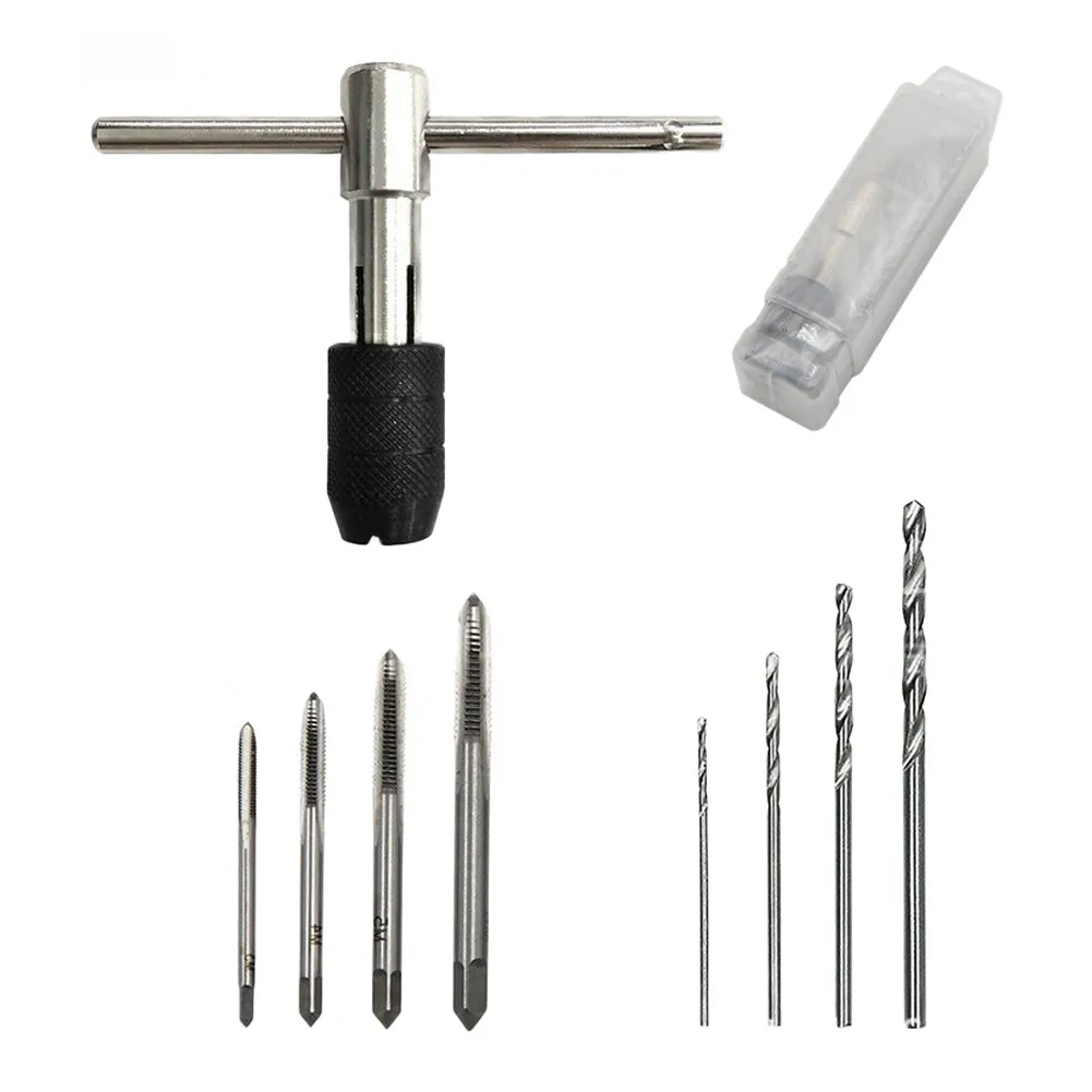 9/11pcs T Handle Tap Wrench Set With Machine Screw Thread Ratchet Tap And Drill Bits Adjustable T Handle Ratchet Tap Reamer