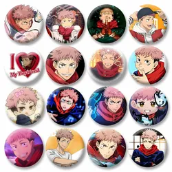 Anime Character Yuji Itadori Enamel Pins Tinplate Snap-in Brooches on Backpack Cartoon Cosplay Badge Accessories Jewelry Gifts