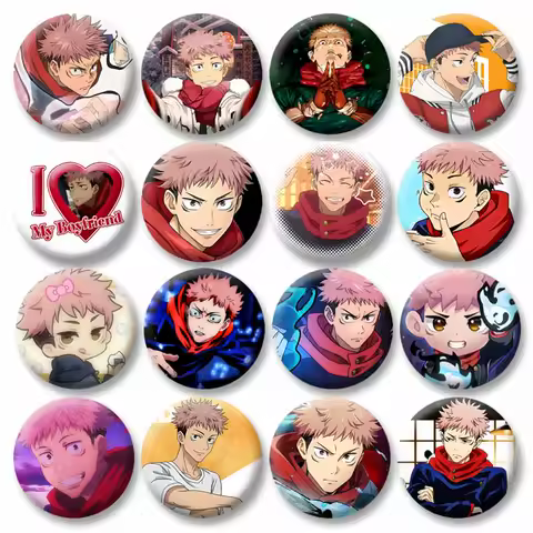 Anime Character Yuji Itadori Enamel Pins Tinplate Snap-in Brooches on Backpack Cartoon Cosplay Badge Accessories Jewelry Gifts