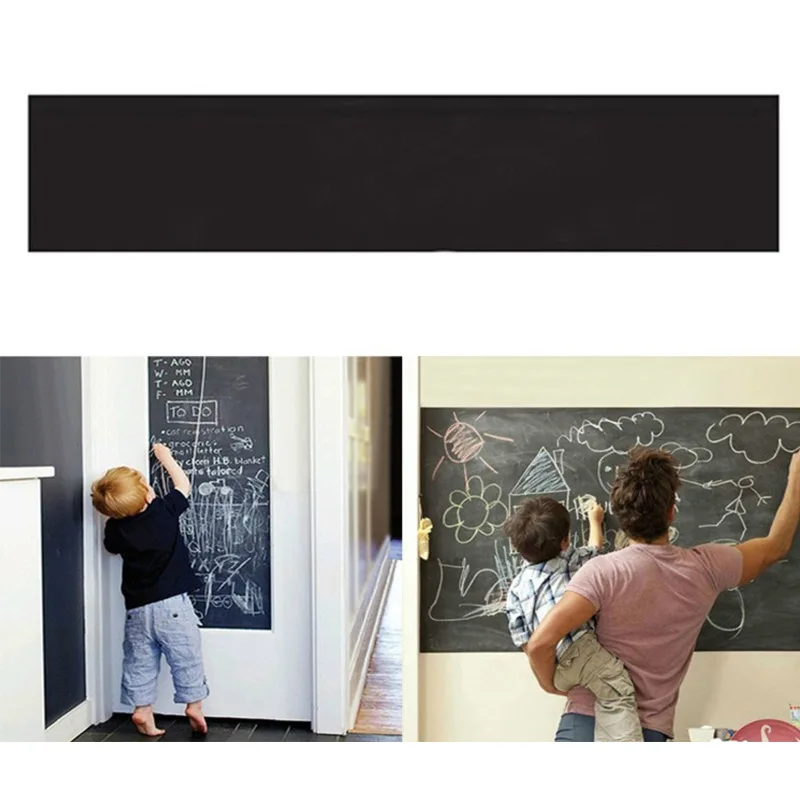 45X200CM Blackboard Stickers Chalk Board Removable PVC Draw Mural Decor Art Chalkboard Wall Sticker for Kids Rooms Durable