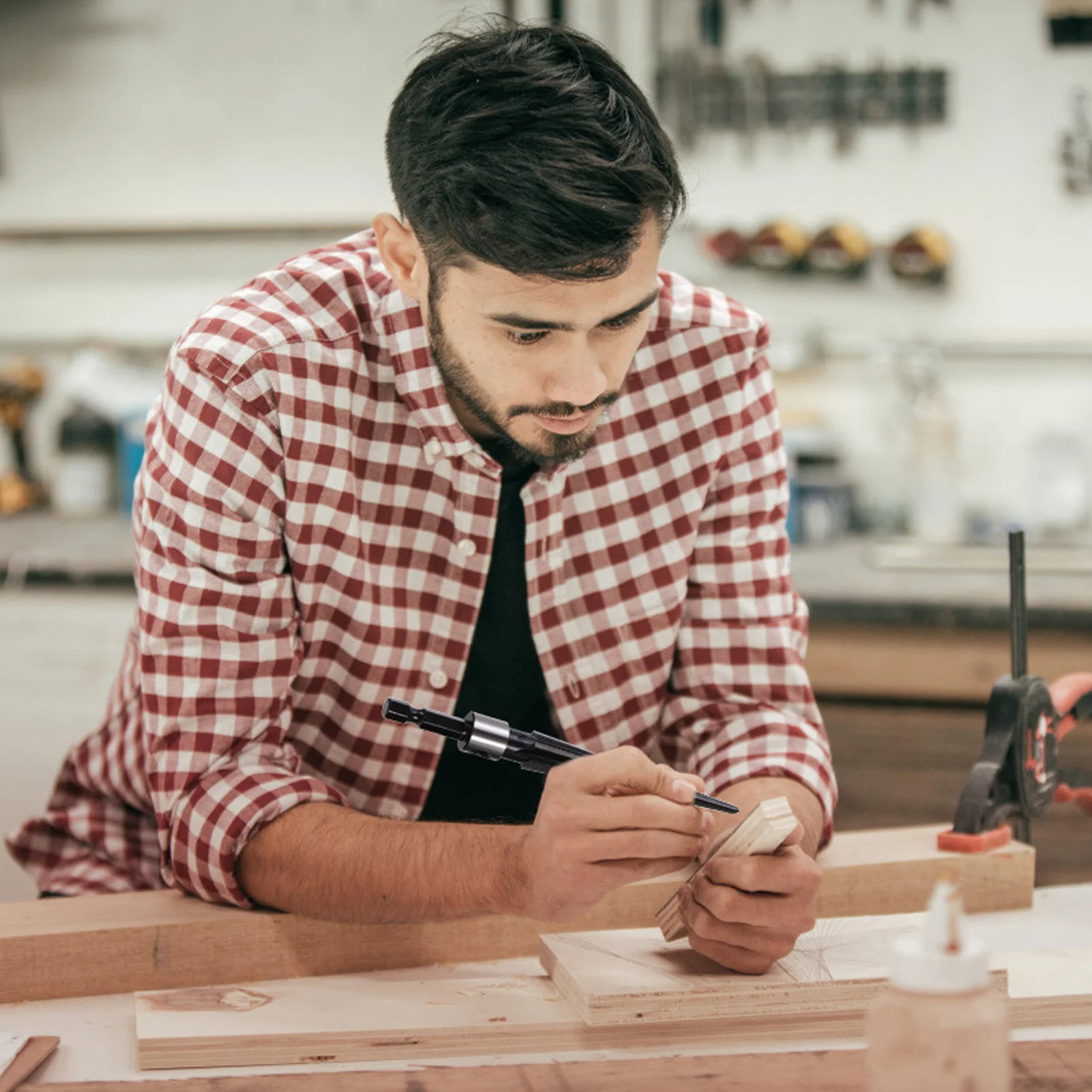 

2pcs Taper Reamer Hand Held Expanding Chamfering Tool For Woodworking T Handle Fluted Steel Reaming Cutting Core Drill Bit