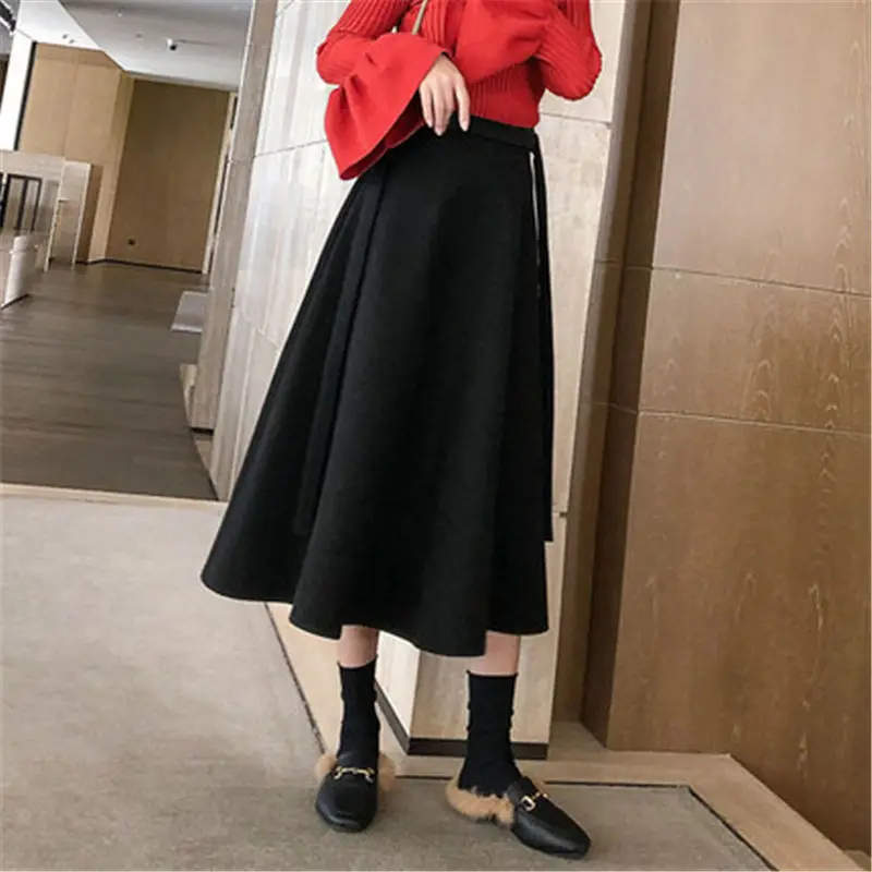 2023 Autumn and Winter Skirts Women's High Waist Woolen Medium to Long Style Looks Thinner Elegant All-match Hip Wrap Skirt