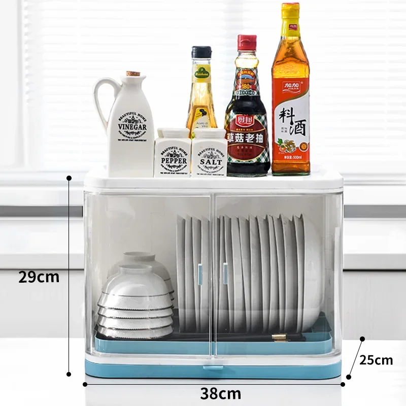 

tableware storage box with lid to put tableware, dish box, dish drain rack, plastic cupboard for household use