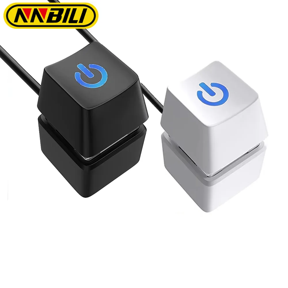 NNBILI colorido cuadrado LED ordenador interruptor de escritorio placa base arranque externo botón de encendido/apagado cable de extensión negro/blanco