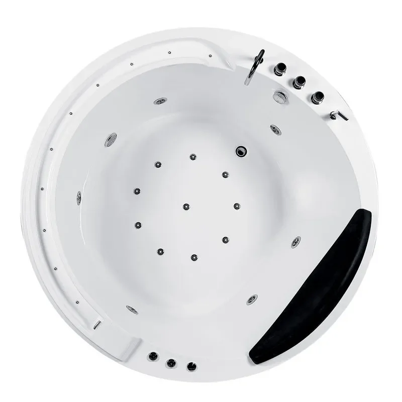 Round Acrylic Embedded Bathtub Double Hot Massage Spa Tub for Home Hotel Adult Bathroom