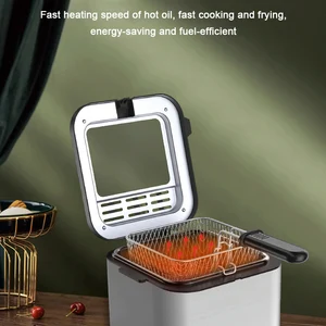 مقلاة هوائية كهربائية مع ترموستات قابل للتعديل ، فرن زيت ، هوت بوت ، شواية دجاج مقلي ، ماكينة قلي ، موقد تسخين ، 2.5 لتر أفضل 8 ماكينات لقلي البطاطس - No2