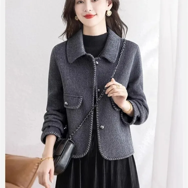 سليم صالح معطف الصوف المرأة Faionable الخريف الشتاء يندبروف الدفء الشباب التخسيس تويد الأعلى السيدات ort ملابس خارجية #5