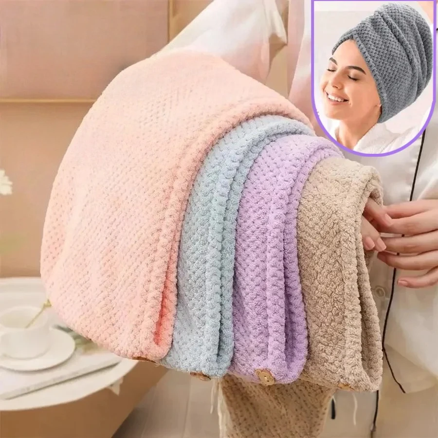 Double Layer Quick Dry Pineapple Hair Wrap Towel Microfiber Coral Velvet Super Absorbent Shower Cap for Women