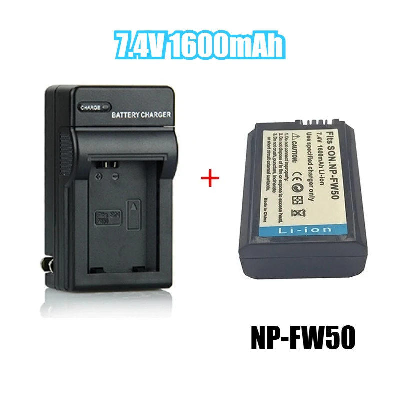 7.4 فولت 1600 مللي أمبير NP-FW50 بطارية كاميرا بدون مرآة ، لسوني A630 A6000 A5000 A7r A7 M2 Nex 5t