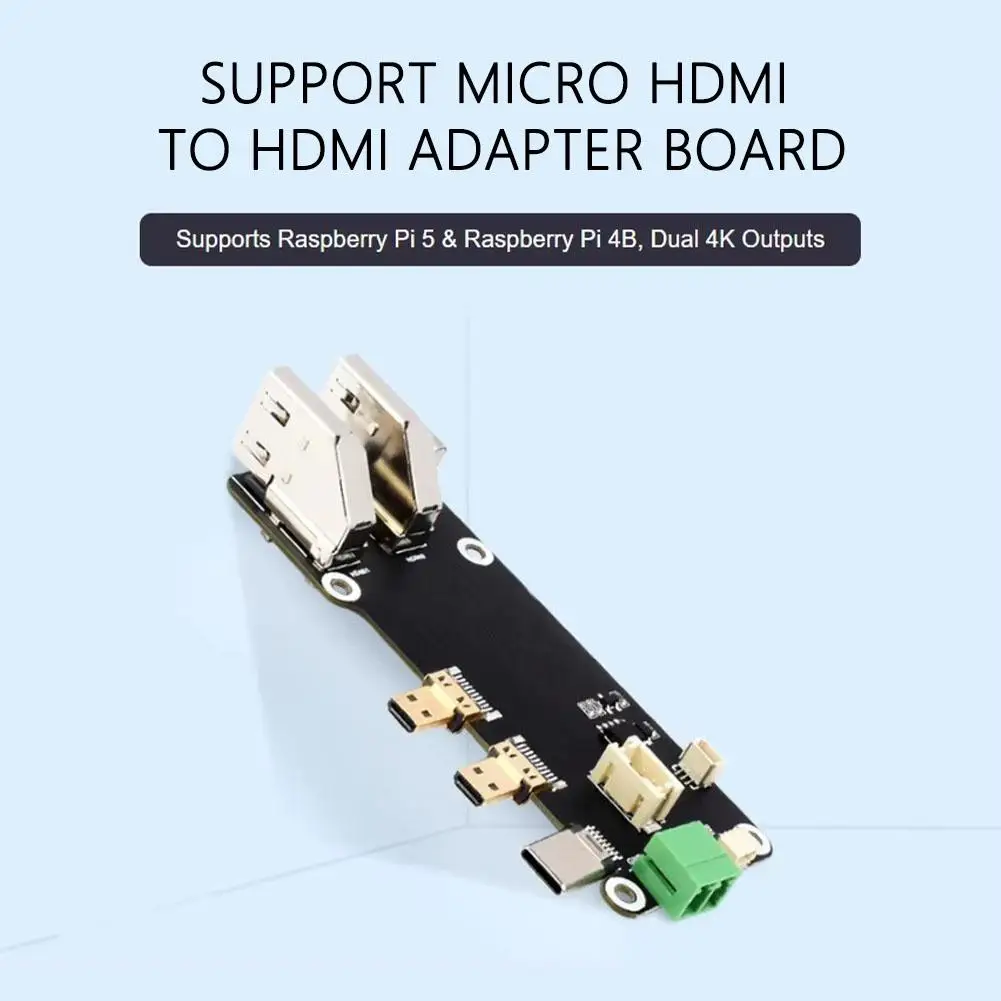 Voor Raspberry Pi 5/4b Micro Hd Naar Full Hd Adapter Ondersteuning Type C/Terminal Block Voeding Dual 4K Output Uitbreidingskaart