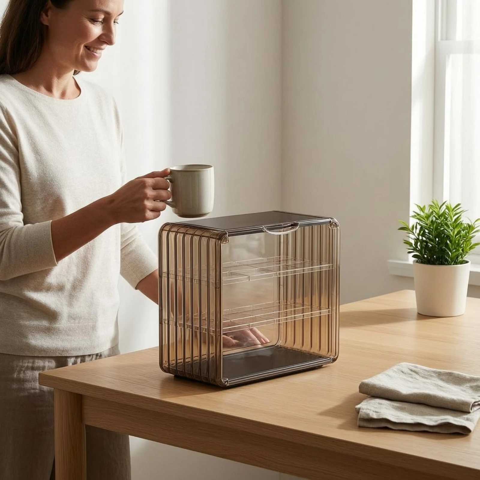 Acrylic Cup Storage Rack Transparent Two-Tier Cup Organizer Mug Display Case Space-Saving Tumbler Storage Rack Clear view 6