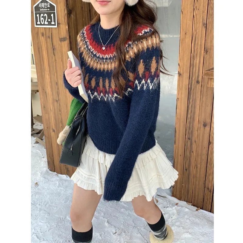 Vintage Fair Island Jacquard Crew Neck Sweater Z