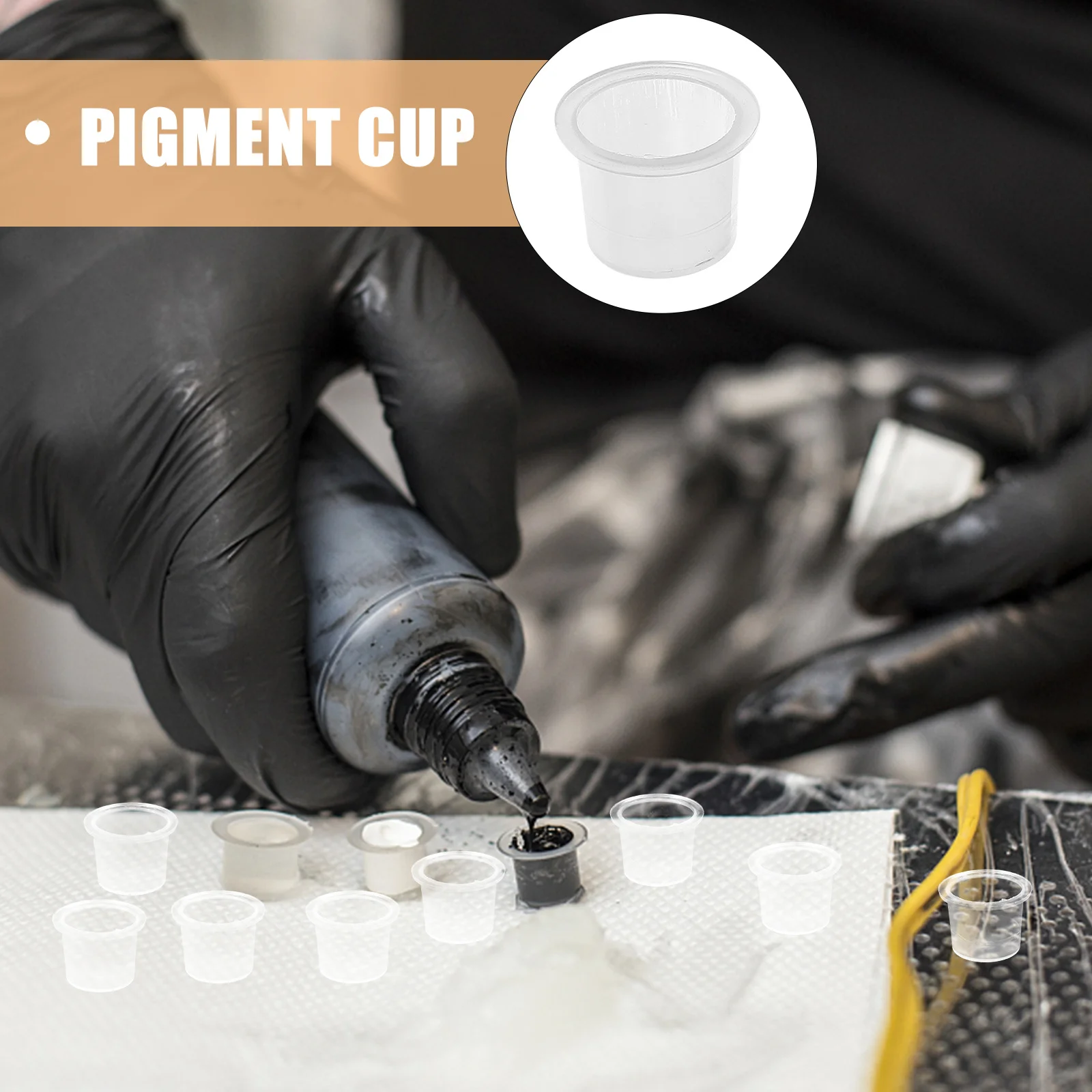 

1000pcs Transparent Pigment For Tattoo Artists Durable Reusable Plastic Container Easy To Clean With Base Pigment Paint Ink Cup