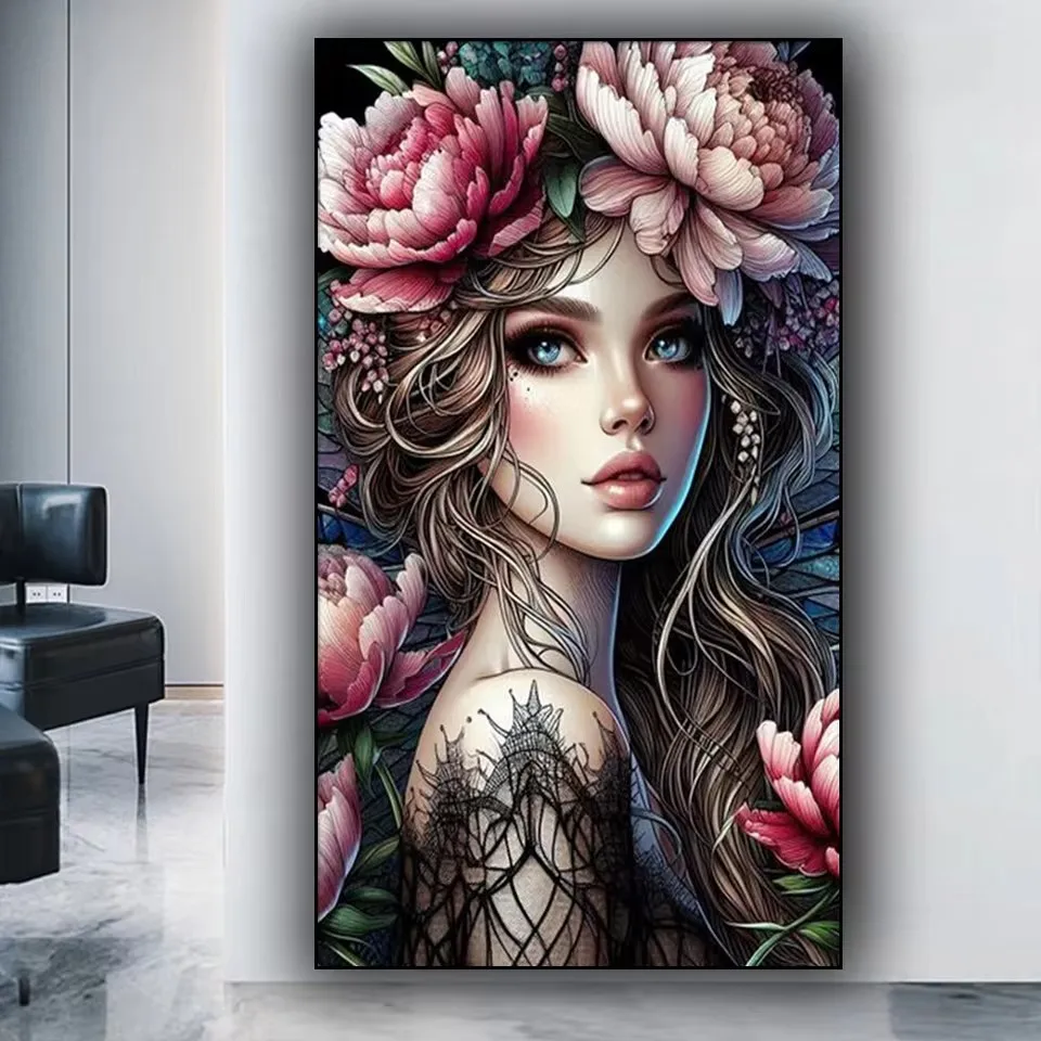 Peony Goddess DIY Diamond Painting New 2025 Large Size Diamond Mosaic Cross Stitch Embroidery Flower Fairy For Home Decor Gift